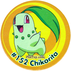 PaxToy.com  Фишка / POG / CAP / Tazo 158 Chikorita #152 из Nintendo: Caps Pokemon 3 (Green)