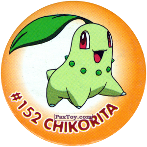 PaxToy.com  Фишка / POG / CAP / Tazo 176 Chikorita #152 из Nintendo: Caps Pokemon 2000 (Blue)