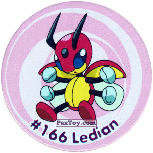PaxToy.com  Фишка / POG / CAP / Tazo 184 Ledian #166 из Nintendo: Caps Pokemon 3 (Green)