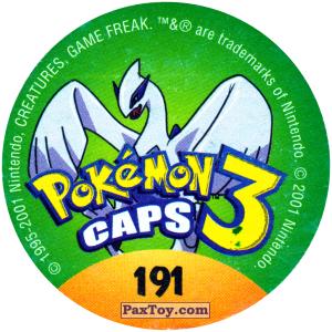 PaxToy.com - Фишка / POG / CAP / Tazo 191 Chinchou #170 (Сторна-back) из Nintendo: Caps Pokemon 3 (Green)