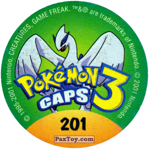 PaxToy.com - 201 Togetic #176 (Сторна-back) из Nintendo: Caps Pokemon 3 (Green)