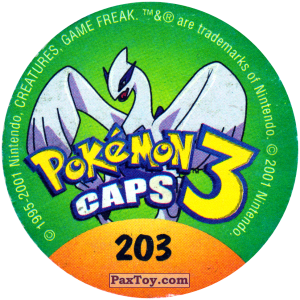 PaxToy.com - 203 Smoochum #238 (Сторна-back) из Nintendo: Caps Pokemon 3 (Green)