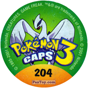 PaxToy.com - 204 Xatu #178 (Сторна-back) из Nintendo: Caps Pokemon 3 (Green)