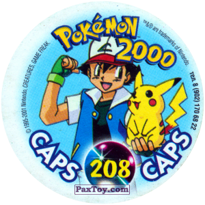 PaxToy.com - Фишка / POG / CAP / Tazo 208 Misty держит Togepi (Кадр Мультфильма) (Сторна-back) из Nintendo: Caps Pokemon 2000 (Blue)