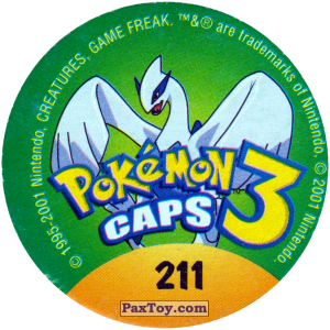 PaxToy.com - 211 Bellossom #182 (Сторна-back) из Nintendo: Caps Pokemon 3 (Green)