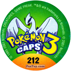 PaxToy.com - Фишка / POG / CAP / Tazo 212 Marill #183 (Сторна-back) из Nintendo: Caps Pokemon 3 (Green)