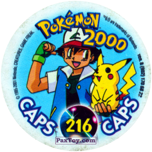 PaxToy.com - Фишка / POG / CAP / Tazo 216 Национальный костюм (Кадр Мультфильма) (Сторна-back) из Nintendo: Caps Pokemon 2000 (Blue)