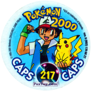 PaxToy.com - Фишка / POG / CAP / Tazo 217 Танец вокруг тотема (Кадр Мультфильма) (Сторна-back) из Nintendo: Caps Pokemon 2000 (Blue)