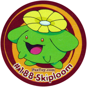 PaxToy.com  Фишка / POG / CAP / Tazo 218 Skiploom #188 из Nintendo: Caps Pokemon 3 (Green)