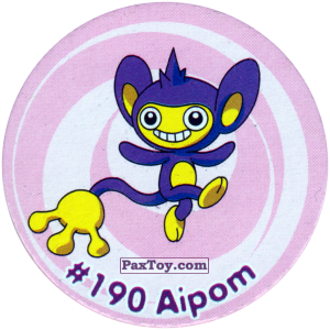 PaxToy.com  Фишка / POG / CAP / Tazo 220 Aipom #190 из Nintendo: Caps Pokemon 3 (Green)