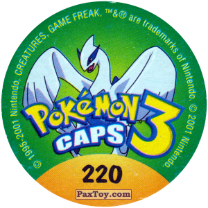 PaxToy.com - Фишка / POG / CAP / Tazo 220 Aipom #190 (Сторна-back) из Nintendo: Caps Pokemon 3 (Green)