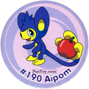 PaxToy.com  Фишка / POG / CAP / Tazo 221 Aipom #190 из Nintendo: Caps Pokemon 3 (Green)