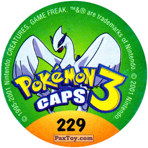 PaxToy.com - 229 Quagsire #195 (Сторна-back) из Nintendo: Caps Pokemon 3 (Green)