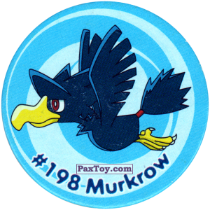 PaxToy.com  Фишка / POG / CAP / Tazo 230 Murkrow #198 из Nintendo: Caps Pokemon 3 (Green)