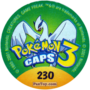 PaxToy.com - 230 Murkrow #198 (Сторна-back) из Nintendo: Caps Pokemon 3 (Green)