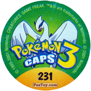 PaxToy.com - 231 Murkrow #198 (Сторна-back) из Nintendo: Caps Pokemon 3 (Green)
