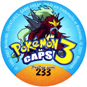 PaxToy.com - Фишка / POG / CAP / Tazo 233 Крутой Пикачу (Сторна-back) из Nintendo: Caps Pokemon 3 (Green)