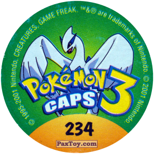PaxToy.com - Фишка / POG / CAP / Tazo 234 Unown #201 (Сторна-back) из Nintendo: Caps Pokemon 3 (Green)