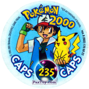 PaxToy.com - Фишка / POG / CAP / Tazo 235 Спутник (Кадр Мультфильма) (Сторна-back) из Nintendo: Caps Pokemon 2000 (Blue)