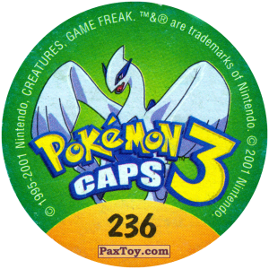PaxToy.com - Фишка / POG / CAP / Tazo 236 Wobbuffer #202 (Сторна-back) из Nintendo: Caps Pokemon 3 (Green)
