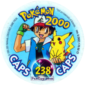 PaxToy.com - 238 Покемоны Ash (Кадр Мультфильма) (Сторна-back) из Nintendo: Caps Pokemon 2000 (Blue)