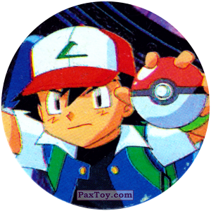 PaxToy.com  Фишка / POG / CAP / Tazo 239 Ash выпускает покемонов (Кадр Мультфильма) из Nintendo: Caps Pokemon 2000 (Blue)