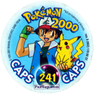 PaxToy.com - Фишка / POG / CAP / Tazo 241 Charizard (Кадр Мультфильма) (Сторна-back) из Nintendo: Caps Pokemon 2000 (Blue)