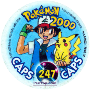 PaxToy.com - Фишка / POG / CAP / Tazo 247 Вертолёт (Кадр Мультфильма) (Сторна-back) из Nintendo: Caps Pokemon 2000 (Blue)