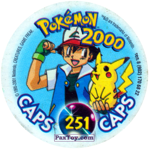 PaxToy.com - Фишка / POG / CAP / Tazo 251 Team Rocket в спасательной шлюпке (Кадр Мультфильма) (Сторна-back) из Nintendo: Caps Pokemon 2000 (Blue)