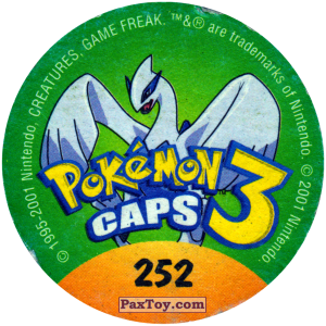 PaxToy.com - 252 Swinub #220 (Сторна-back) из Nintendo: Caps Pokemon 3 (Green)