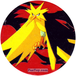PaxToy.com  Фишка / POG / CAP / Tazo 255 Zapdos (Кадр Мультфильма) из Nintendo: Caps Pokemon 2000 (Blue)