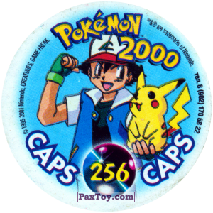 PaxToy.com - Фишка / POG / CAP / Tazo 256 Zapdos в заточении (Кадр Мультфильма) (Сторна-back) из Nintendo: Caps Pokemon 2000 (Blue)