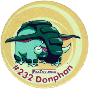 PaxToy.com  Фишка / POG / CAP / Tazo 260 Donphan #232 из Nintendo: Caps Pokemon 3 (Green)