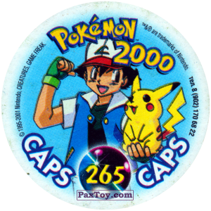 PaxToy.com - Фишка / POG / CAP / Tazo 265 Покемоны в смерче (Кадр Мультфильма) (Сторна-back) из Nintendo: Caps Pokemon 2000 (Blue)