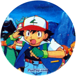 PaxToy.com  Фишка / POG / CAP / Tazo 266 Ash обеспокоен (Кадр Мультфильма) из Nintendo: Caps Pokemon 2000 (Blue)