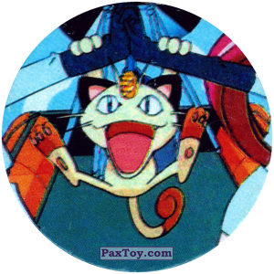PaxToy.com  Фишка / POG / CAP / Tazo 268 Meowth (Кадр Мультфильма) из Nintendo: Caps Pokemon 2000 (Blue)