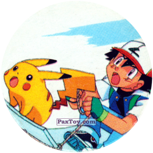 PaxToy.com  Фишка / POG / CAP / Tazo 273 Ash and Pikachu (Кадр Мультфильма) из Nintendo: Caps Pokemon 2000 (Blue)