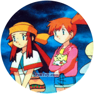 PaxToy.com  Фишка / POG / CAP / Tazo 274 Melody and Misty (Кадр Мультфильма) из Nintendo: Caps Pokemon 2000 (Blue)