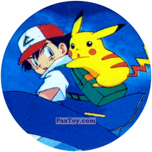 PaxToy.com  Фишка / POG / CAP / Tazo 276 Ash and Pikachu из Nintendo: Caps Pokemon 2000 (Blue)
