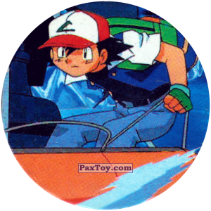 PaxToy.com  Фишка / POG / CAP / Tazo 283 Ash (Кадр Мультфильма) из Nintendo: Caps Pokemon 2000 (Blue)