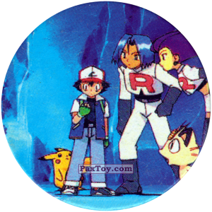 PaxToy.com  Фишка / POG / CAP / Tazo 284 Team Rocket (Кадр Мультфильма) из Nintendo: Caps Pokemon 2000 (Blue)