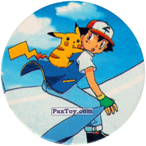 PaxToy.com  Фишка / POG / CAP / Tazo 303 Ash an Pikachu из Nintendo: Caps Pokemon 2000 (Blue)