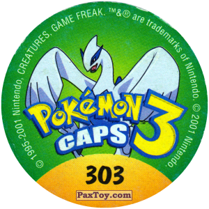PaxToy.com - Фишка / POG / CAP / Tazo 303 Azumarill #184 (Сторна-back) из Nintendo: Caps Pokemon 3 (Green)