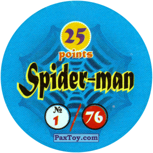 PaxToy.com - Фишка / POG / CAP / Tazo 01 / 76 Spider-Man (Сторна-back) из Фишки Spider-Man / 76 (Blue)