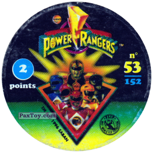 PaxToy.com - Фишка / POG / CAP / Tazo 053 (Color) - Black Ranger (Сторна-back) из Фишки Power Rangers