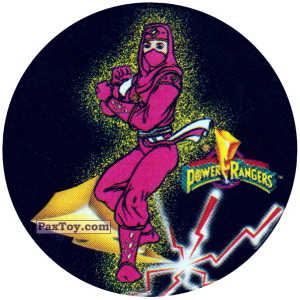 PaxToy.com  Фишка / POG / CAP / Tazo 064 (Color) - Pink Ninjetti Ranger из Фишки Power Rangers