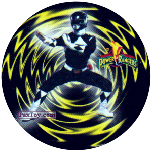 PaxToy.com  Фишка / POG / CAP / Tazo 082 (Color) - Black Ranger из Фишки Power Rangers
