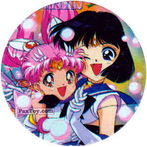 PaxToy.com  Фишка / POG / CAP / Tazo 125 Sailor Chibi Moon and Sailor Saturn из Sailor Moon CAPS