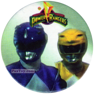 PaxToy.com  Фишка / POG / CAP / Tazo 126 (Color) - Blue Ranger and Yellow Ranger из Фишки Power Rangers