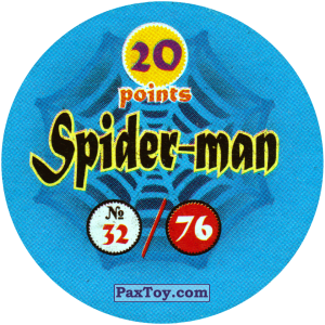 PaxToy.com - Фишка / POG / CAP / Tazo 32 / 76 Spider-Man (Сторна-back) из Фишки Spider-Man / 76 (Blue)